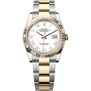 Rolex Datejust 36 Stainless Steel - Yellow Gold - Fluted / White Roman / Oyster 126233-0048