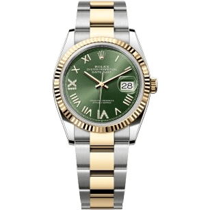 Rolex Datejust 36 Stainless Steel - Yellow Gold - Fluted / Olive Roman Diamond / Oyster 126233-0050