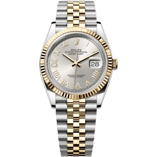 Rolex Datejust 36 Stainless Steel - Yellow Gold - Fluted / Silver Roman Diamond / Jubilee 126233-0051
