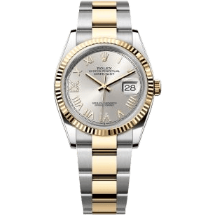 Rolex Datejust 36 Stainless Steel - Yellow Gold - Fluted / Silver Roman Diamond / Oyster 126233-0052