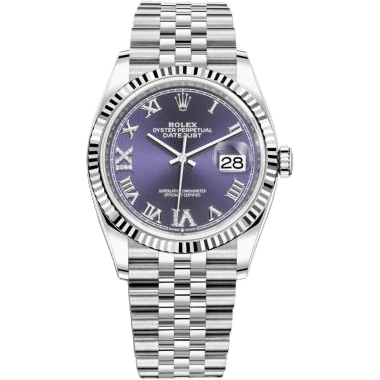 Rolex Datejust 36 Stainless Steel / Fluted / Aubergine Roman-Diamonds / Jubilee 126234-0021