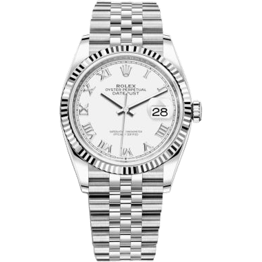 Rolex Datejust 36 Stainless Steel / Fluted / White Roman / Jubilee 126234-0025