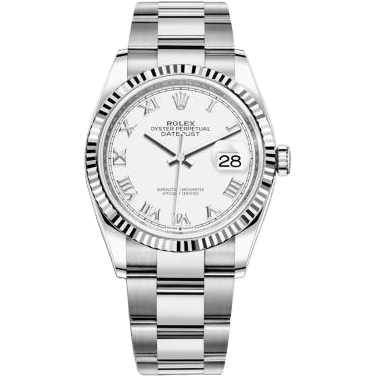 Rolex Datejust 36 Stainless Steel / Fluted / White Roman / Oyster 126234-0026