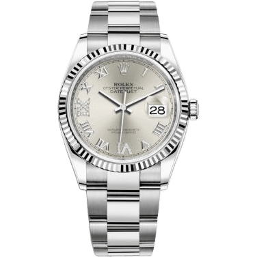 Rolex Datejust 36 Stainless Steel / Fluted / Silver Roman-Diamonds / Oyster 126234-0030