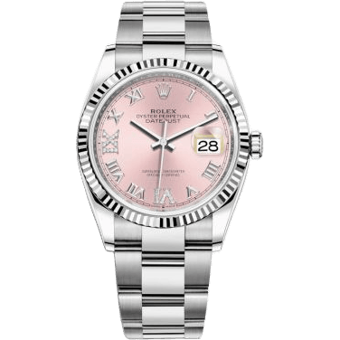 Rolex Datejust 36 Stainless Steel / Fluted / Pink Roman-Diamonds / Oyster 126234-0032