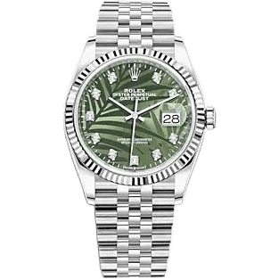 Rolex Datejust 36 Stainless Steel - Fluted / Green - Palm - Diamond / Jubilee 126234-0055