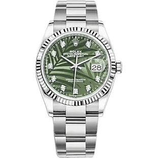 Rolex Datejust 36 Stainless Steel - Fluted / Green - Palm - Diamond / Oyster 126234-0056
