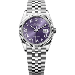 Rolex Datejust 36 Stainless Steel - Fluted / Aubergine Roman Diamond / Jubilee 126234-0063