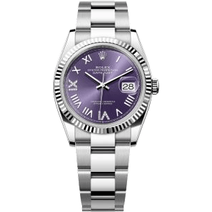 Rolex Datejust 36 Stainless Steel - Fluted / Aubergine Roman Diamond / Oyster 126234-0064