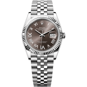 Rolex Datejust 36 Stainless Steel - Fluted / Dark Grey Roman Diamond / Jubilee 126234-0071