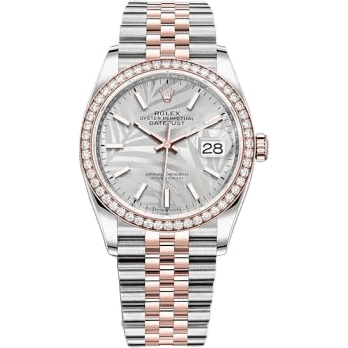 Rolex Datejust 36 Stainless Steel / Everose / Diamond / Silver - Palm / Jubilee 126281RBR-0019