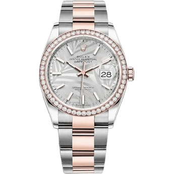 Rolex Datejust 36 Stainless Steel / Everose / Diamond / Silver - Palm / Oyster 126281RBR-0020