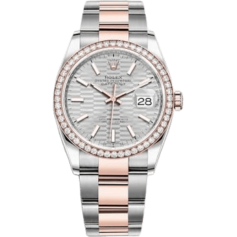 Rolex Datejust 36 Stainless Steel / Everose / Diamond / Silver - Fluted / Oyster 126281RBR-0022