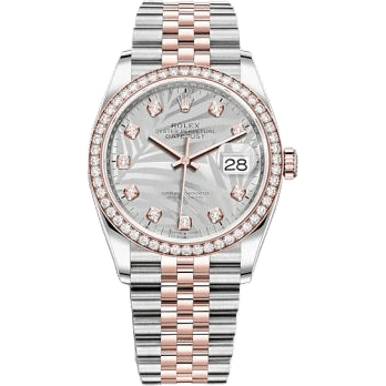 Rolex Datejust 36 Stainless Steel / Everose / Diamond / Silver - Palm - Diamond / Jubilee 126281RBR-0025