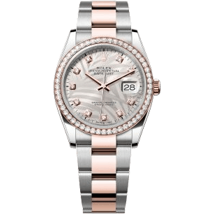 Rolex Datejust 36 Stainless Steel / Everose / Diamond / Silver - Palm - Diamond / Oyster 126281RBR-0026