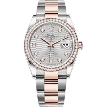 Rolex Datejust 36 Stainless Steel / Everose / Diamond / Silver - Fluted - Diamond / Oyster 126281RBR-0028