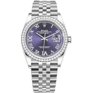 Datejust 36 Stainless Steel / Diamond / Aubergine Roman-Diamonds / Jubilee