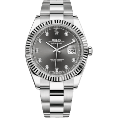 Rolex Datejust 41 Stainless Steel Fluted / Oyster / Dark Rhodium - Diamond 126334-0005