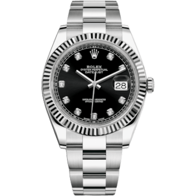 Rolex Datejust 41 Stainless Steel Fluted / Oyster / Black - Diamond 126334-0011