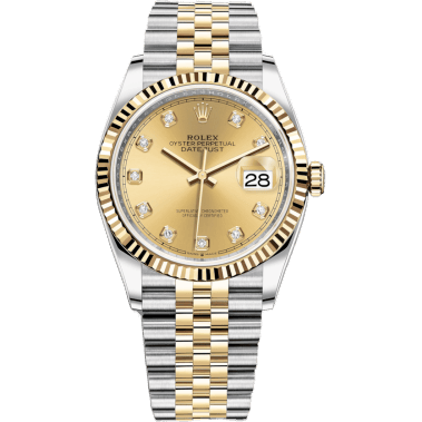 Rolex Datejust 36 Stainless Steel / Yellow Gold / Fluted / Champagne Diamond / Jubilee 126233-0017