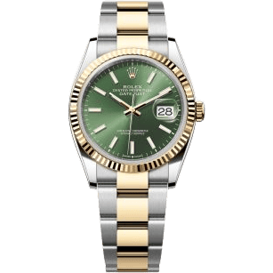 Rolex Datejust 36 Stainless Steel - Yellow Gold - Fluted / Olive / Oyster M126233-0058