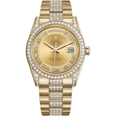 Rolex Day-Date 36 Yellow Gold Diamonds / President Diamonds / Champagne Roman 118388-0063