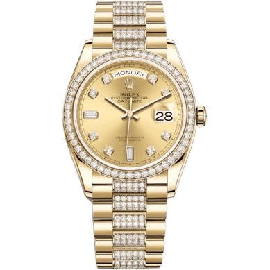 Rolex Day-Date 36 Yellow Gold / Diamond / Champagne - Diamond / President - Diamond 128348RBR-0010