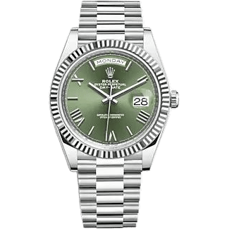 Day-Date 40 Platinum - Fluted / Green - Roman
