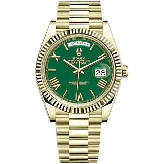 Rolex Day-Date 40 Yellow Gold - Fluted / Green - Roman 228238-0061