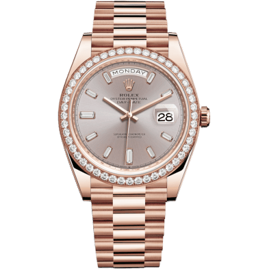 Day-Date 40 Everose - Diamond / Sundust - Baguette