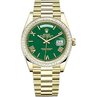 Rolex Day-Date 40 Yellow Gold - Baguette / Green - Roman 228398TBR-0039