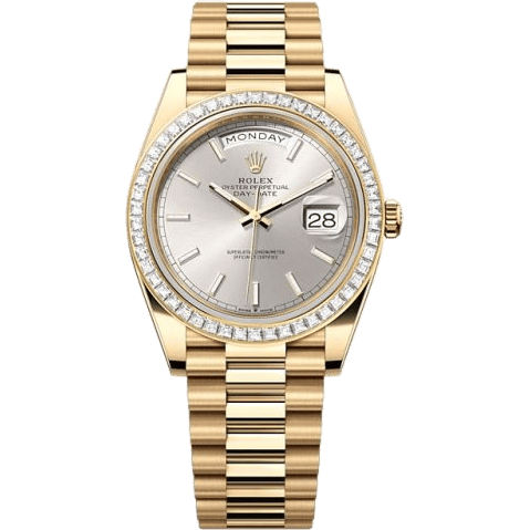 Day-Date 40 Yellow Gold - Baguette / Silver