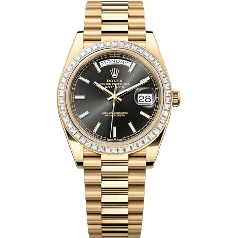 Day-Date 40 Yellow Gold - Baguette / Black