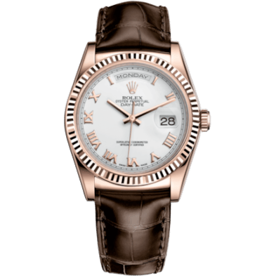 Rolex Day-Date 36 Everose / Strap / White Roman 118135-0064