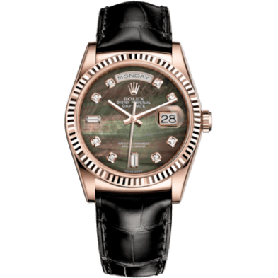 Rolex Day-Date 36 Everose / Strap / Black MOP 118135-0070