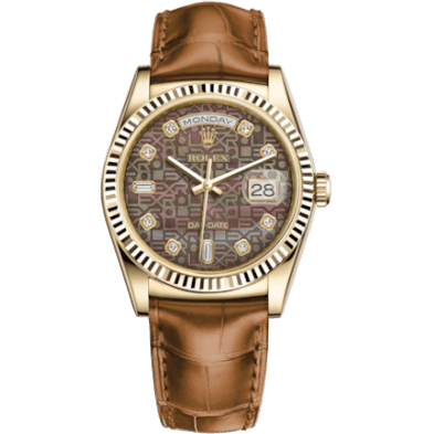 Rolex Day-Date 36 Yellow Gold / Strap / Black Computer Diamonds 118138-0018