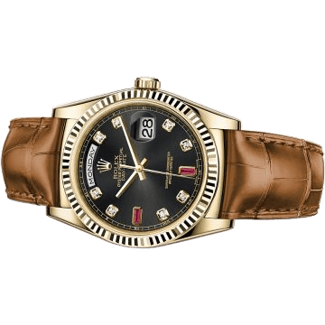 Rolex Day-Date 36 Yellow Gold / Strap / Black Diamond Rubies 118138-0020