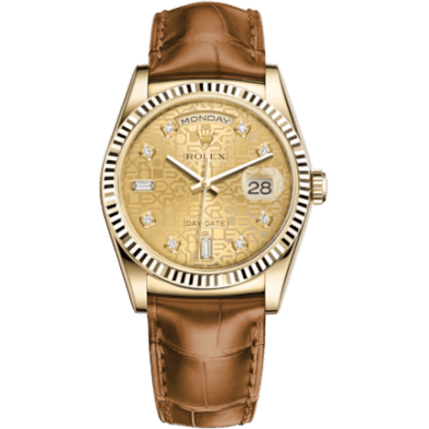 Rolex Day-Date 36 Yellow Gold / Strap / Champagne Computer 118138-0084