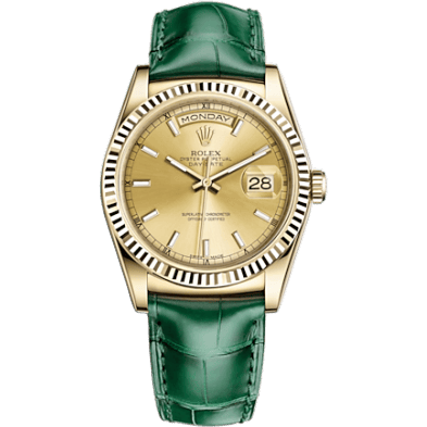 Rolex Day-Date 36 Yellow Gold Fluted / Strap / Champagne 118138-0125