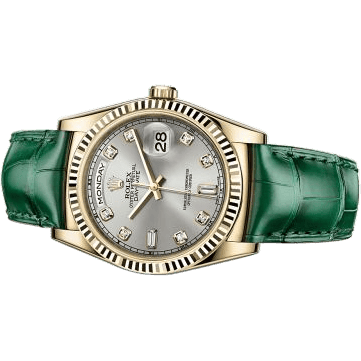 Rolex Day-Date 36 Yellow Gold / Strap / Silver Diamonds 118138-0135