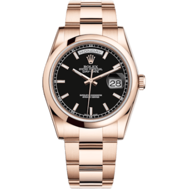 Day-Date 36 Everose Domed / Oyster / Black