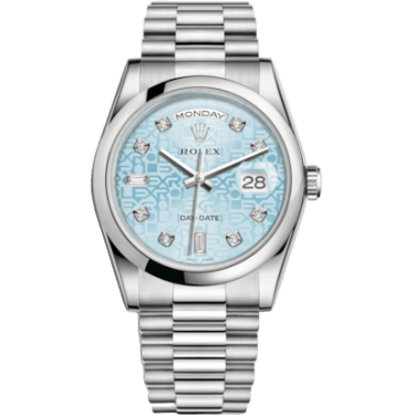 Rolex Day-Date 36 Platinum Domed / President / Ice Blue Computer 118206-0017
