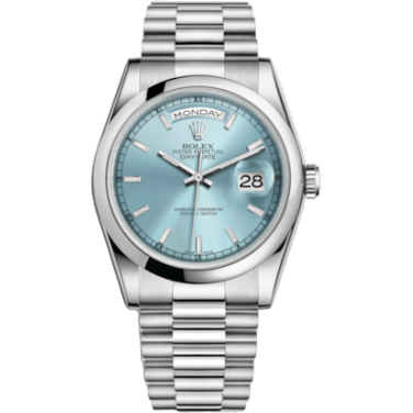 Rolex Day-Date 36 Platinum Domed / President / Ice Blue 118206-0040