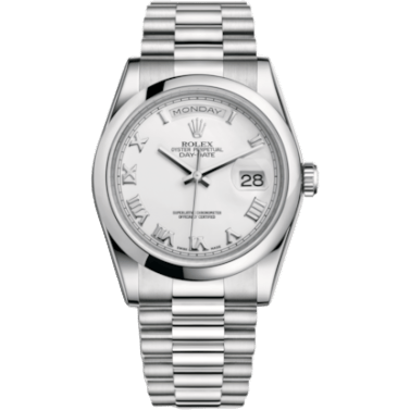 Rolex Day-Date 36 Platinum Domed / President / White Roman 118206-0041