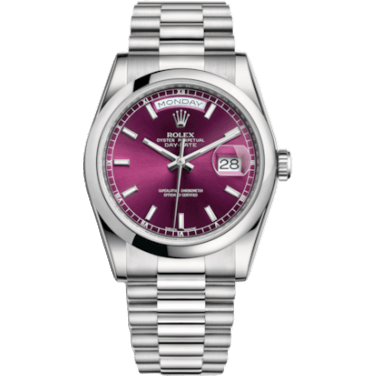 Rolex Day-Date 36 Platinum Domed / President / Cherry 118206-0121