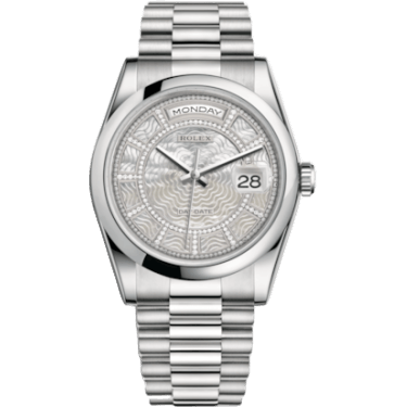 Rolex Day-Date 36 Platinum Domed / President / MOP Carousel 118206-0122