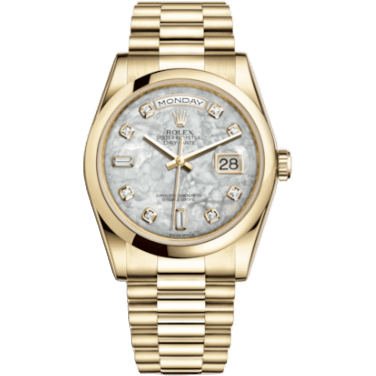 Rolex Day-Date 36 Yellow Gold Domed President Mother of Pearl Diamonds 118208-0061
