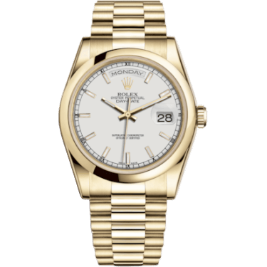 Rolex Day-Date 36 Yellow Gold Domed / President / White 118208-0068