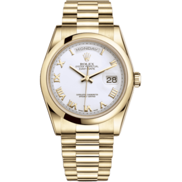 Rolex Day-Date 36 Yellow Gold Domed / President / White Roman 118208-0072