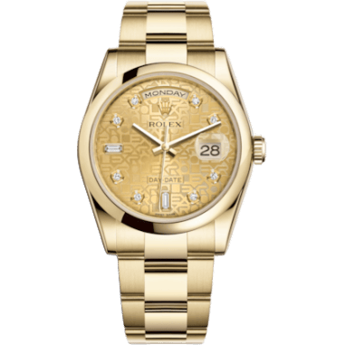 Rolex Day-Date 36 Yellow Gold Domed / Oyster / Champagne Computer 118208-0083